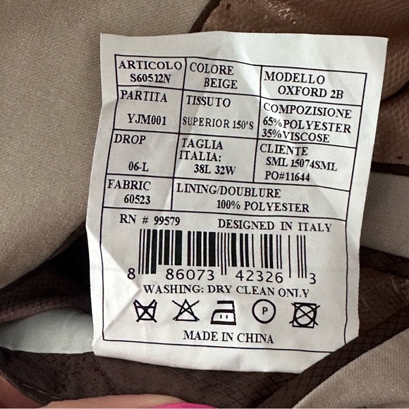 Caravelli Blazer Sport Coat Junior Men's Beige Oxford Designed in Italy 38L 32W - Picture 9 of 10